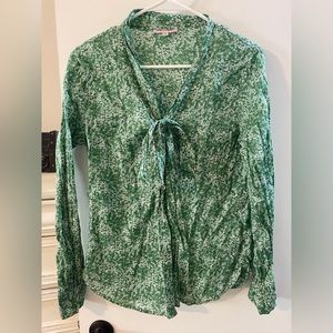 Kayce Hughes button up, tie neck.